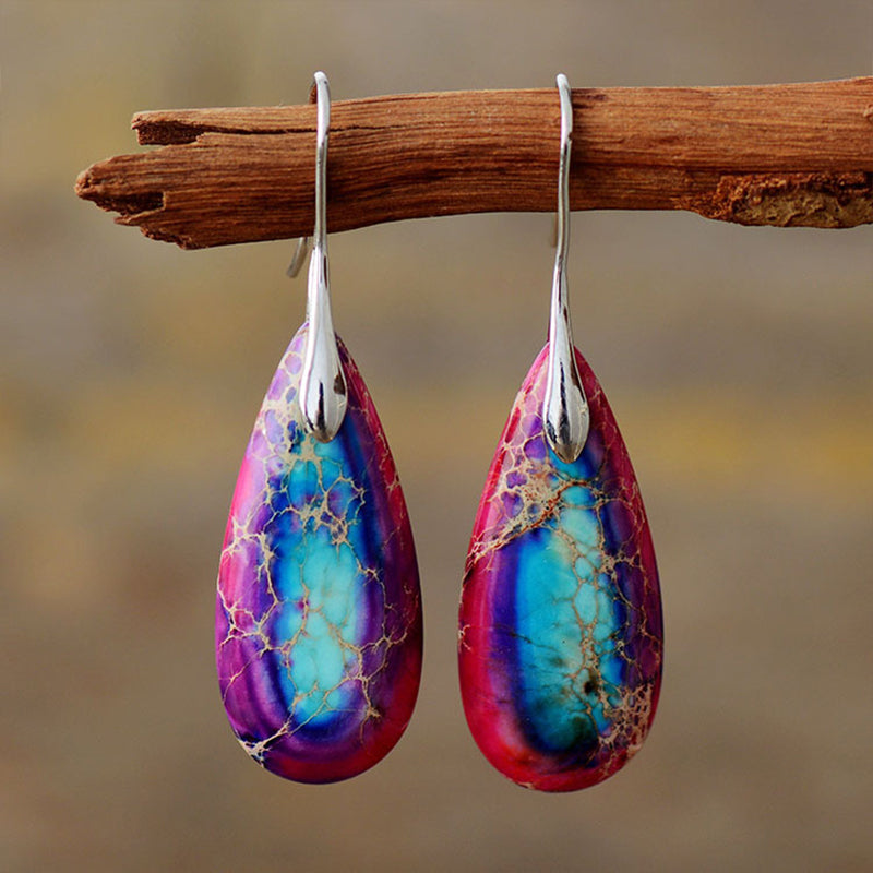 Venta al por mayor Pendientes Emperador Piedra Bohemia Gota Colgante Popular OLY-ES-LZ002